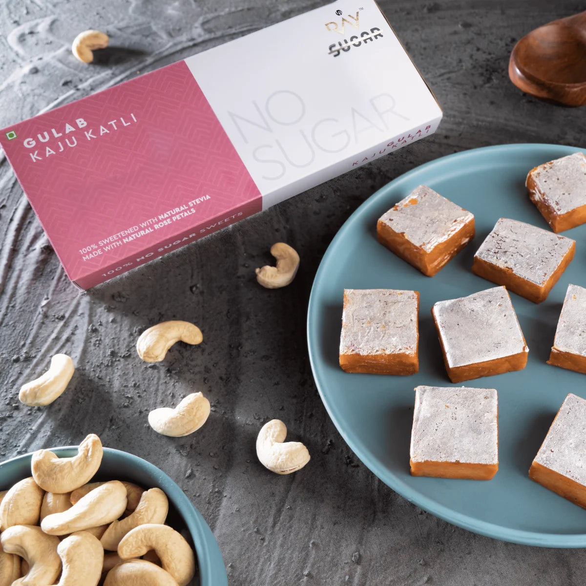 Gulab Kaju Katli - Made with 100% Natural Stevia & Rose Petals - 200gm