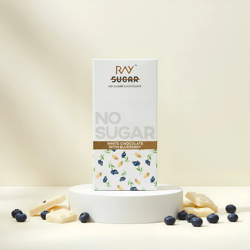 White Chocolate with Blueberry - 100% No Added Sugar - 40gm
