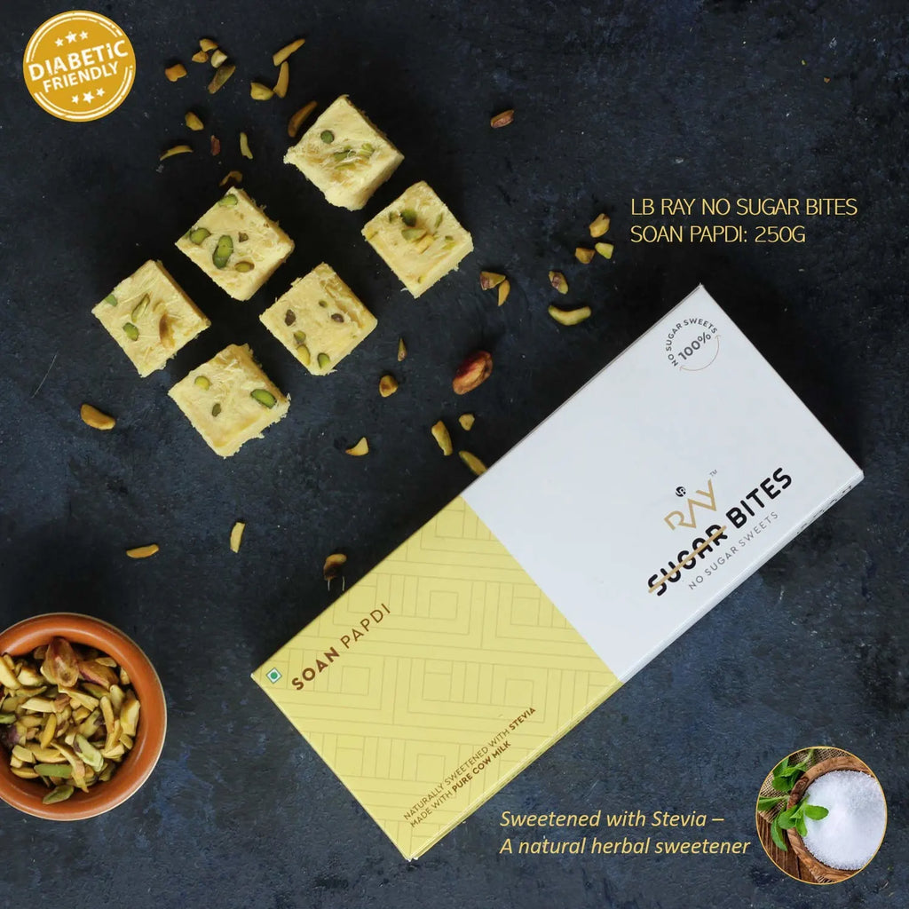 Elaichi  Soan Papdi - 100% sweetened with Natural Stevia - 200gm