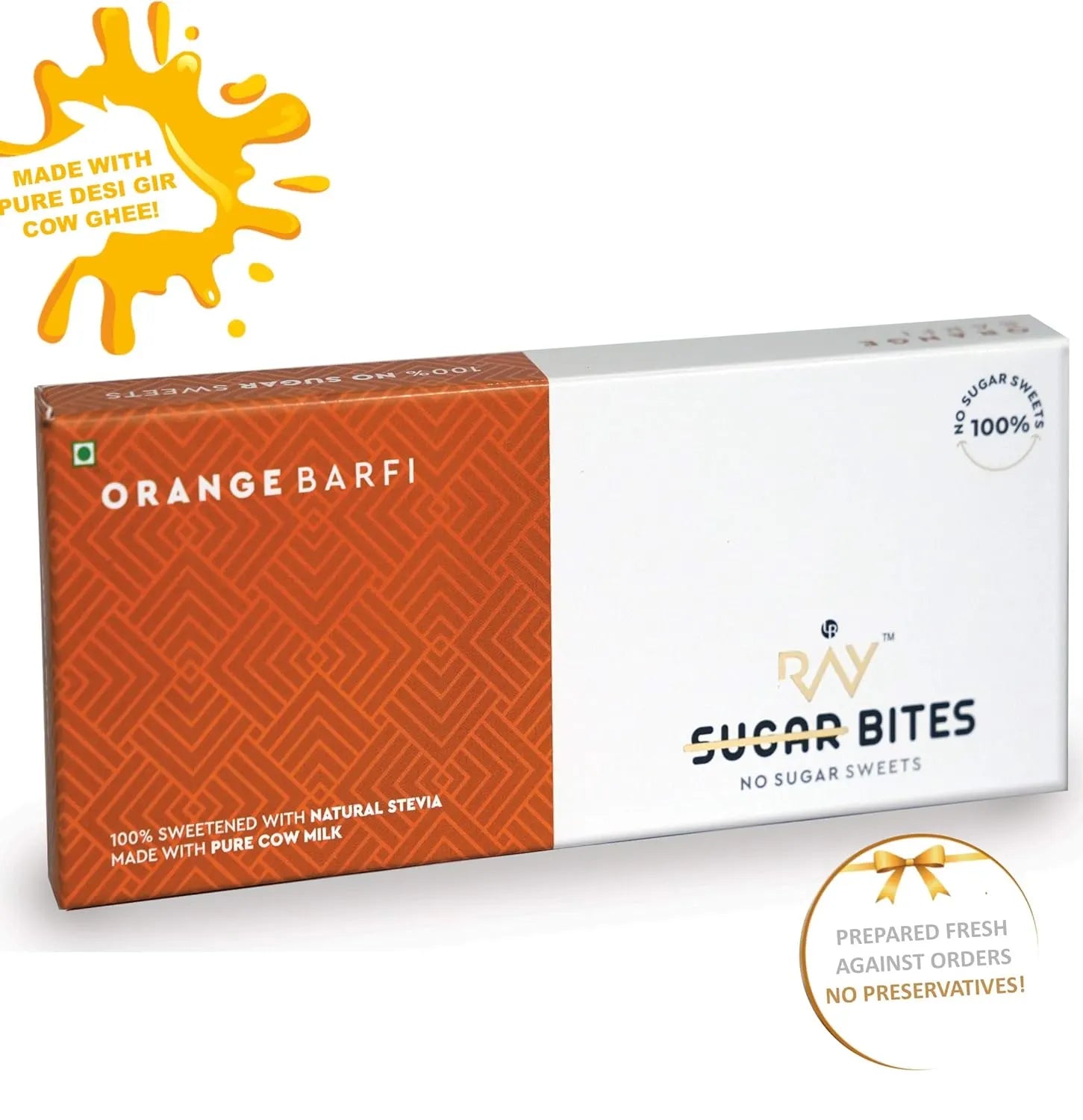 Orange Barfi - Made with Natural Stevia, Orange zest & Pure Cow Milk - 200gm