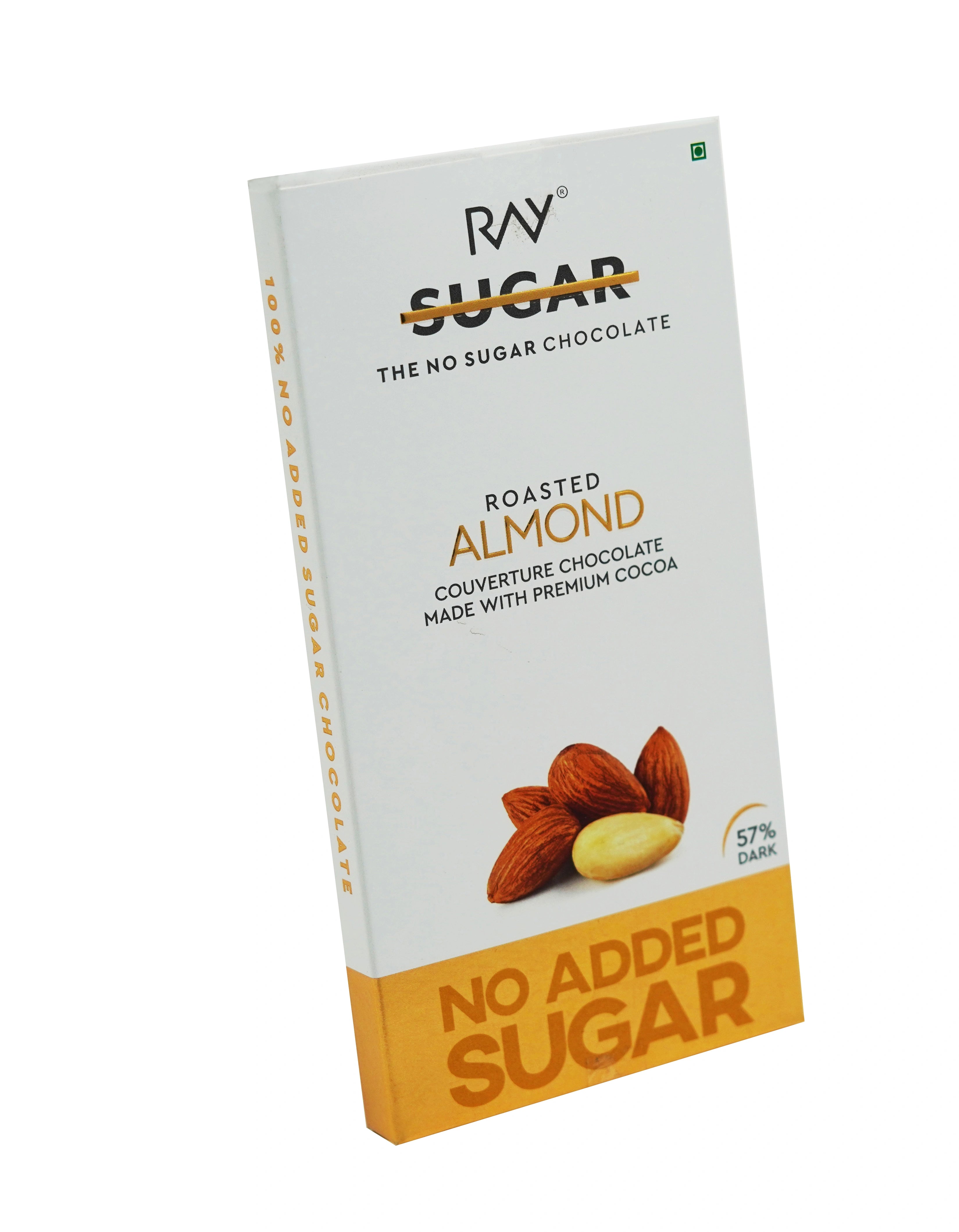 Roasted Almond Couverture- 100% Vegan - No Sugar - 90gm