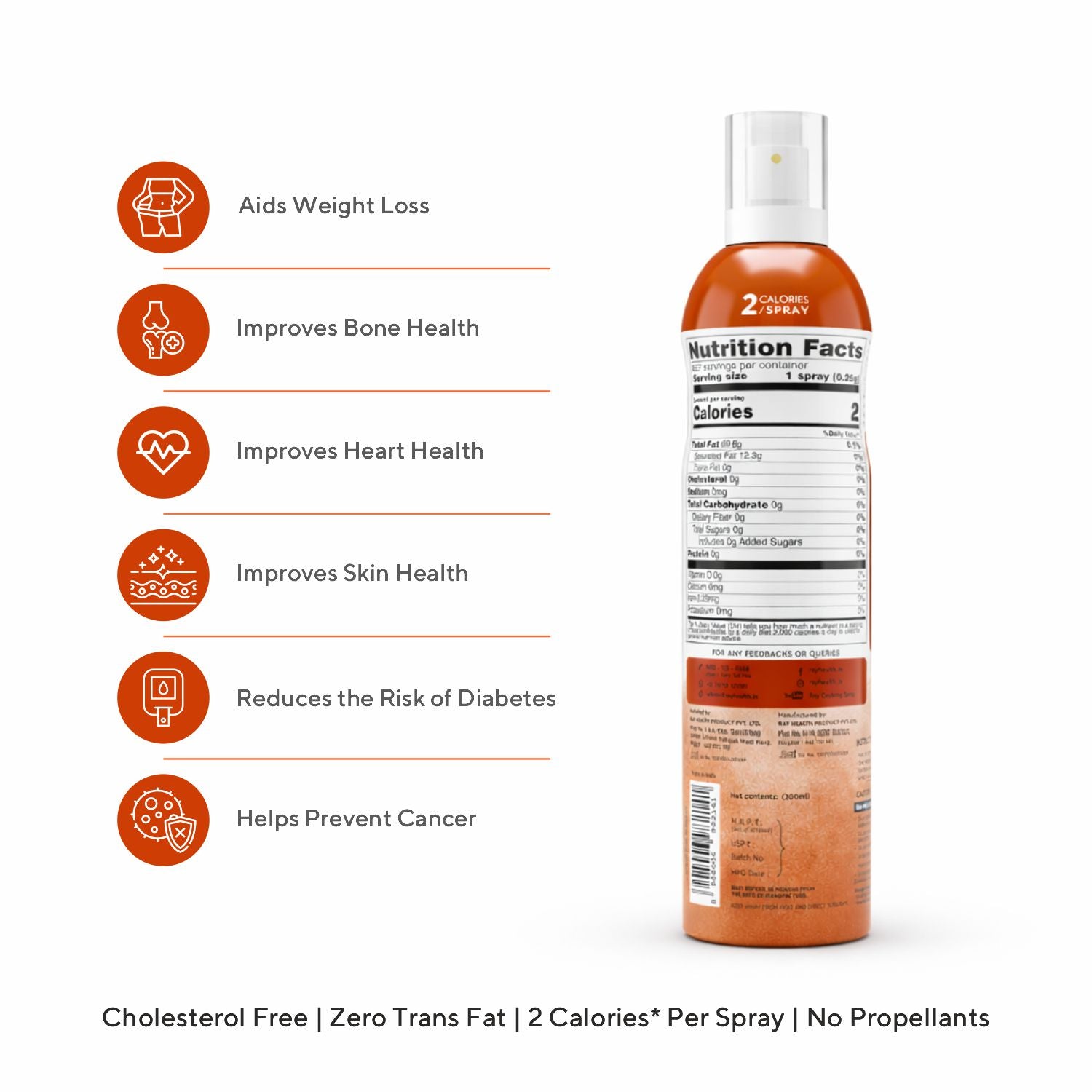 Cold Pressed Groundnut Oil Cooking Spray (200ml ) - Low Calorie, Cholesterol Free, No Additives