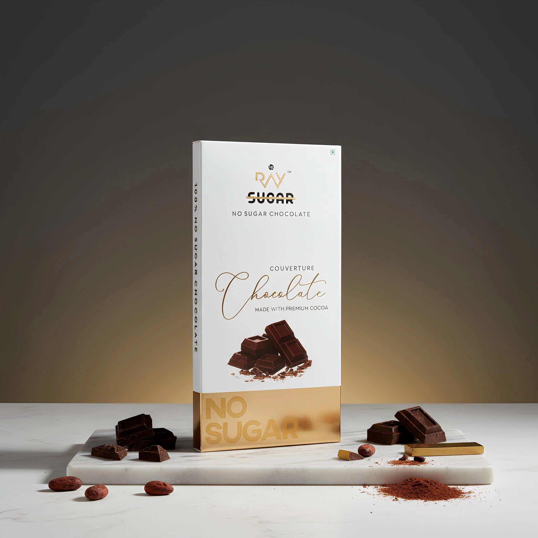 Couverture Chocolate 57% Dark - 100% Vegan - No Sugar - 80gm