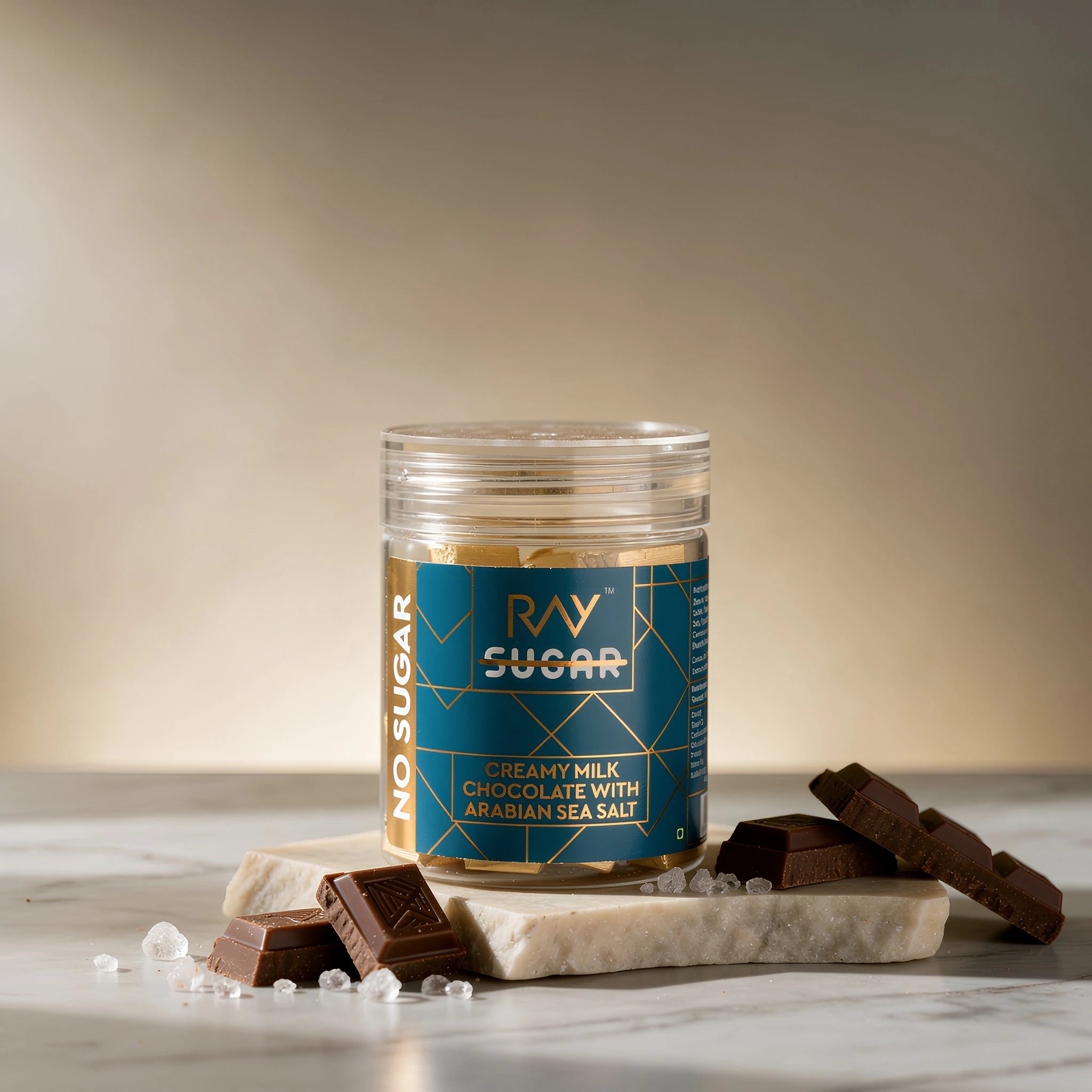 Creamy Milk Chocolate with Arabian Sea Salt - 100% No Sugar - 90gm