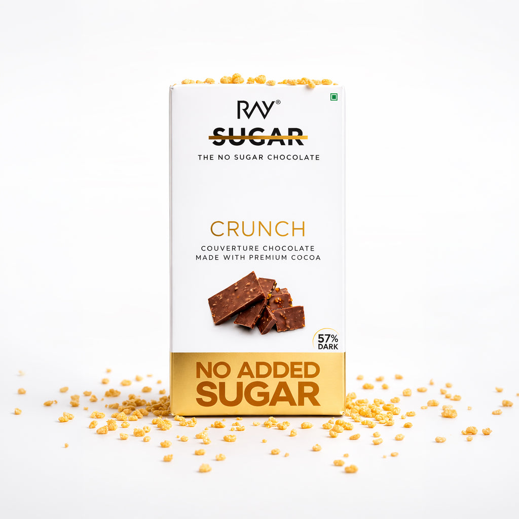 Ray No Sugar Crunch Chocolate - 100% Vegan and No Artificial Additives - 90gm