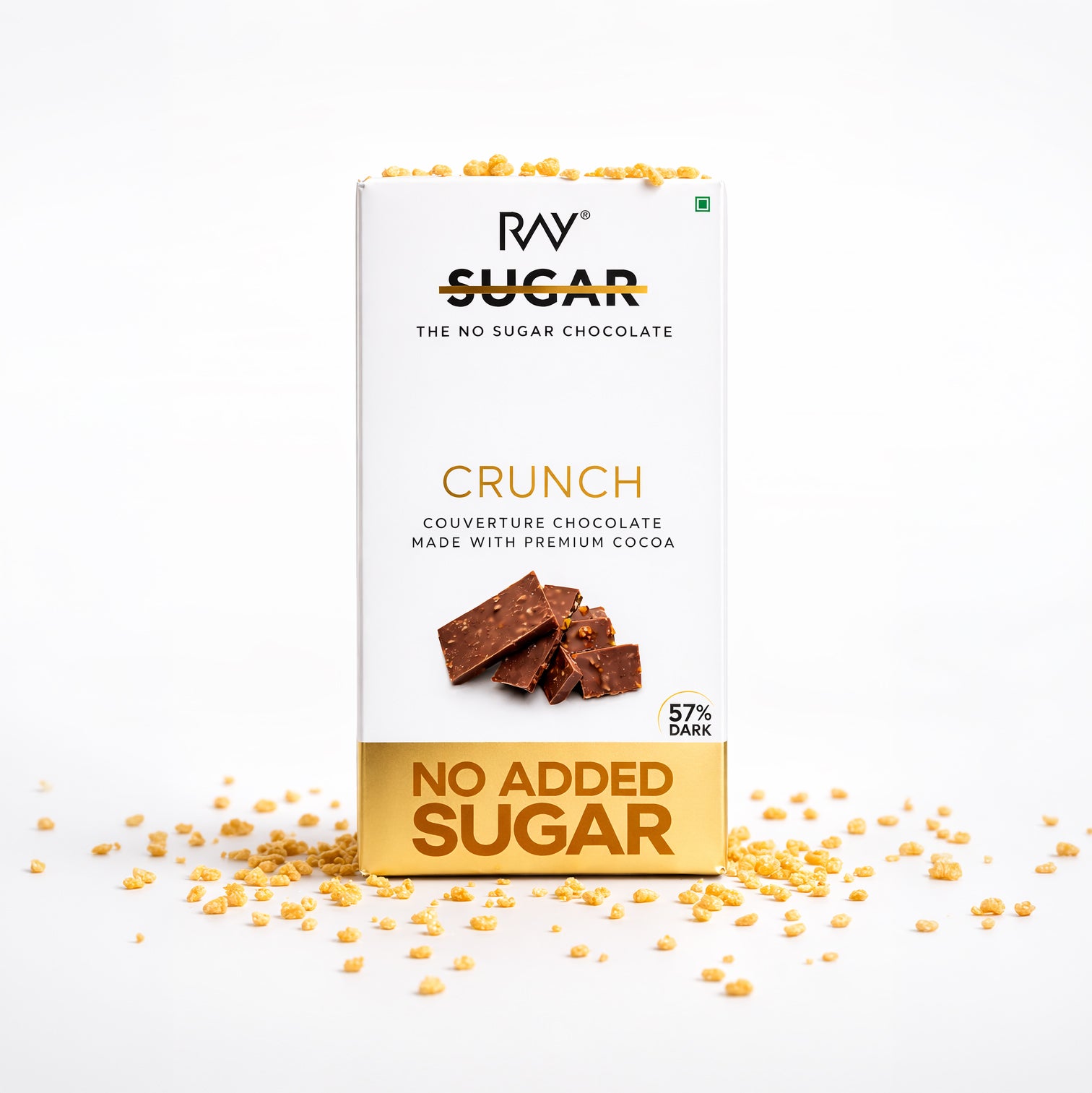 Crunch Chocolate - 100% Vegan - No Sugar - 90gm