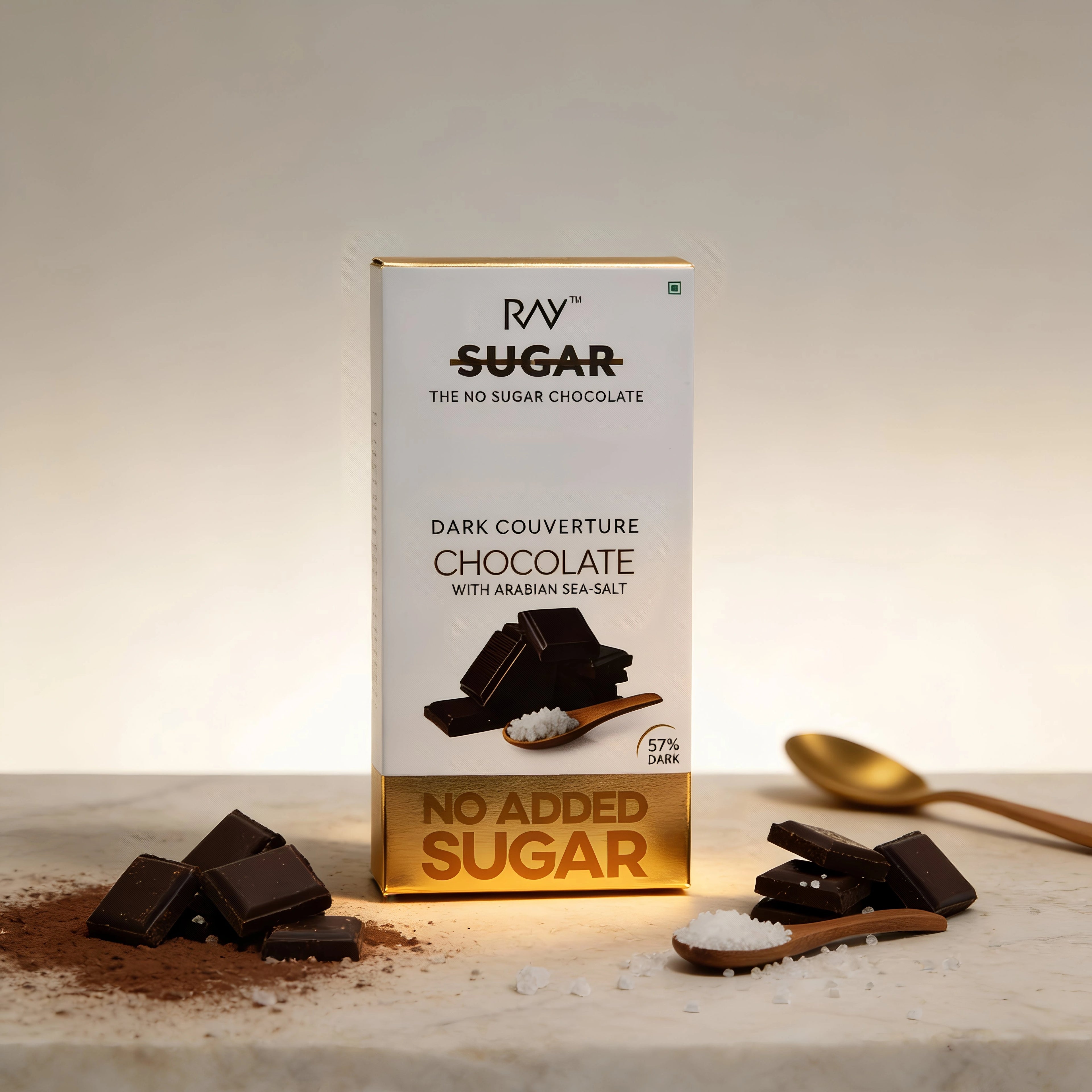 Dark Couverture Chocolate With Arabian Salt -  100% Vegan - No Sugar - 80gm