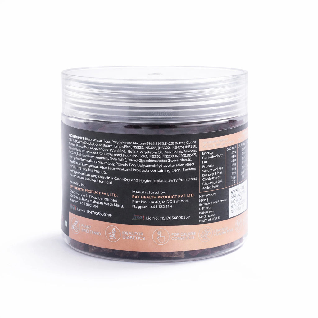 Ray No Sugar Ghana Dark Cookies - Made with 100% No Maida & No Artificial Additives - 140gm