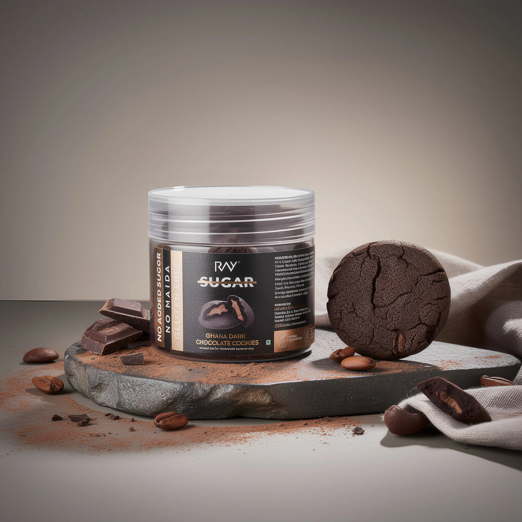 Ray No Sugar Ghana Dark Cookies - Made with 100% No Maida & No Artificial Additives - 140gm