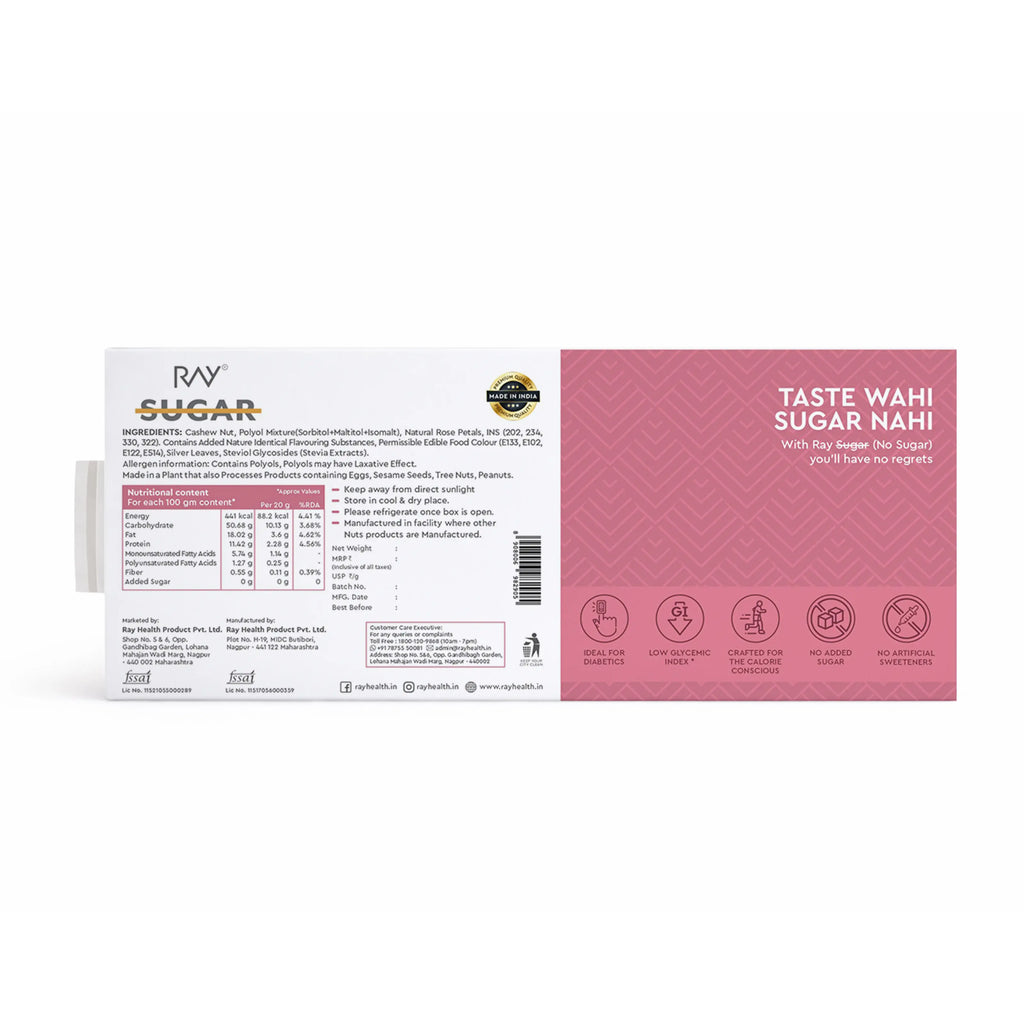 Gulab Kaju Katli with Rose Petals (200g) - No Added Sugar, No Artificial Additives, Guilt-Free Indulgence