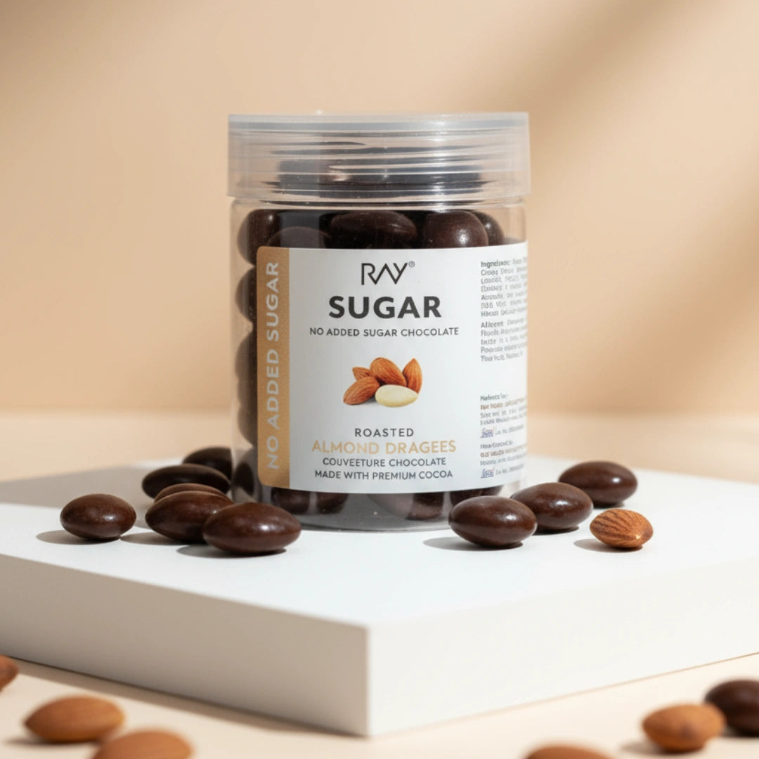 Roasted Almond Dark Chocolate Dragees  - 100% No Sugar - 110gm