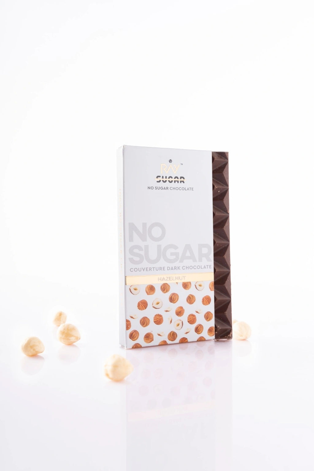 Hazelnut Couverture Dark Chocolate  - 100% Vegan - No Sugar - 40gm