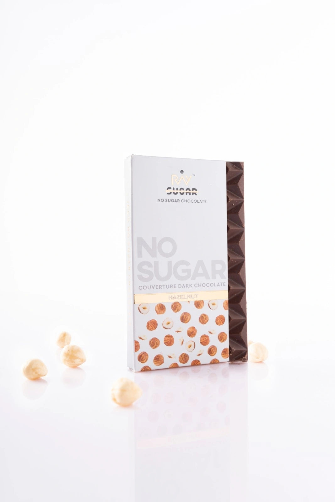 Hazelnut Couverture Dark Chocolate  - 100% Vegan - No Sugar - 40gm