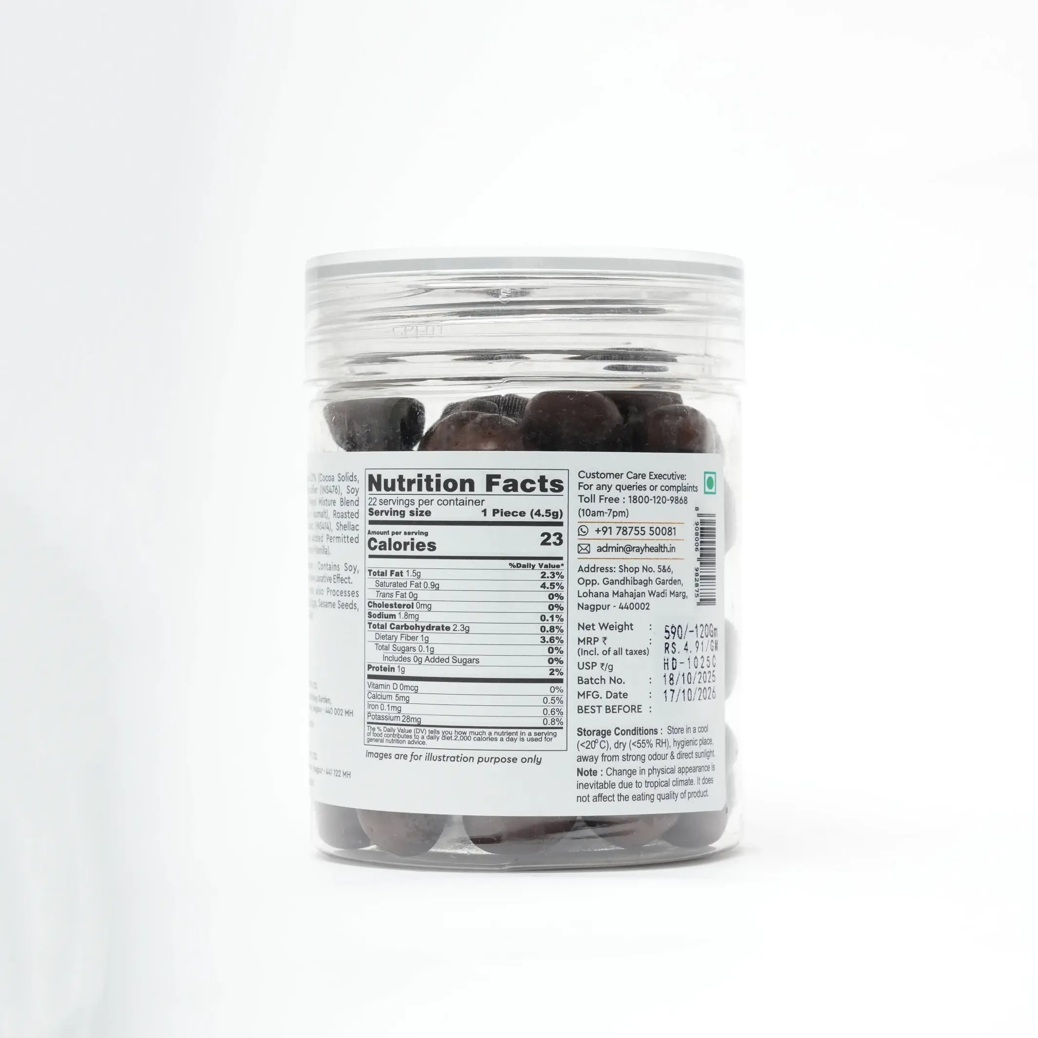 Ray No Sugar Hazelnut Dark Chocolate Dragees - 100% No Sugar - 110gm