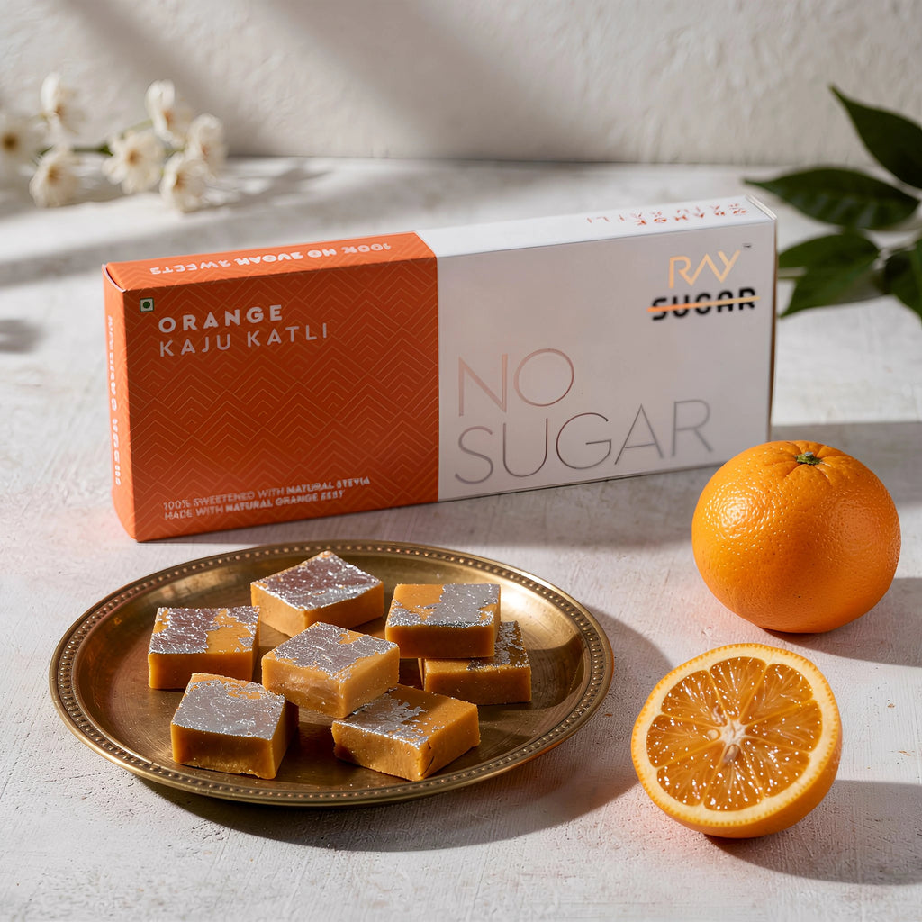 Orange Kaju Katli (200g) - No Added Sugar, No Artificial Additives, Guilt-Free Indulgence