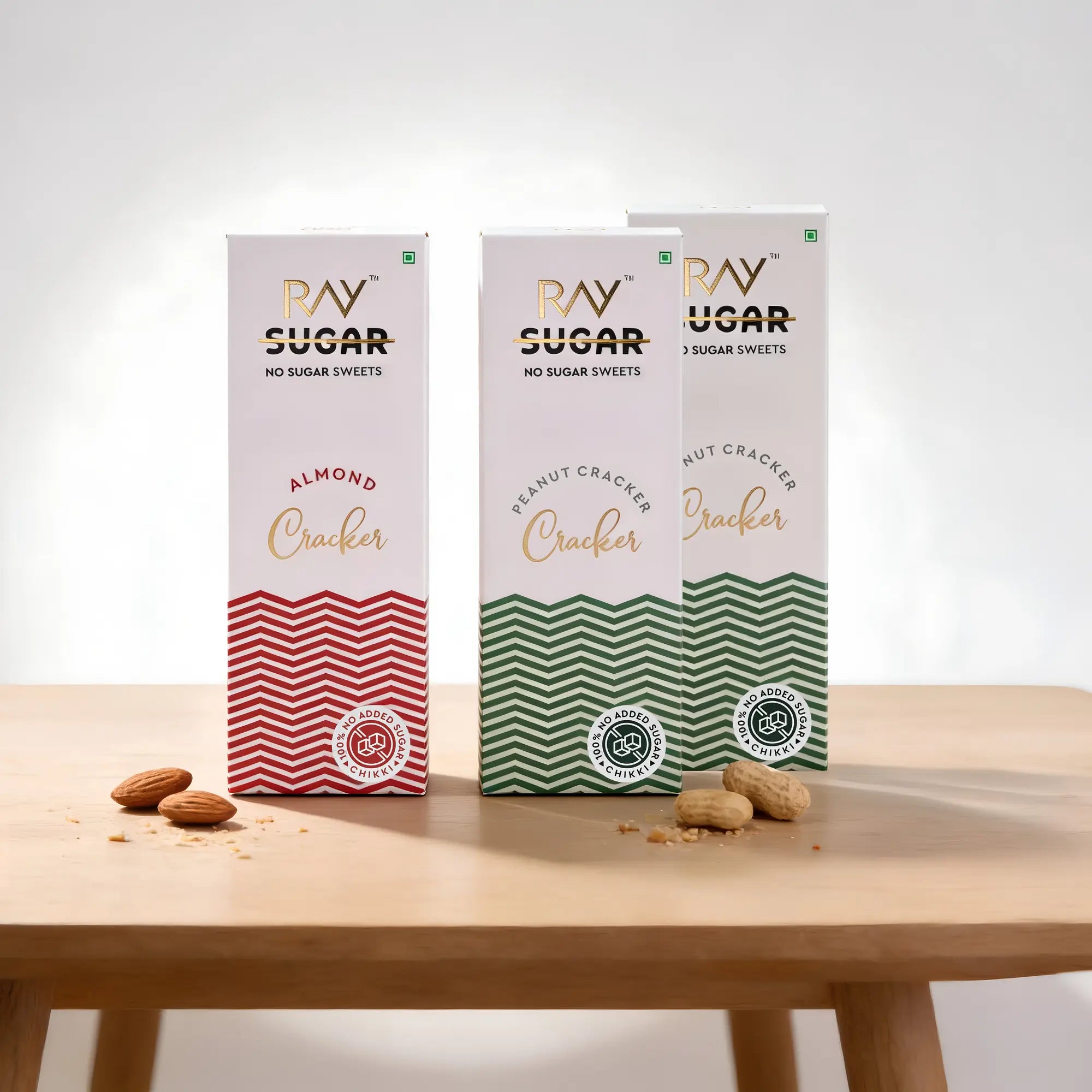 No Sugar 2 Peanut & 1 Almond Cracker Combo - 100% No Sugar Chikki