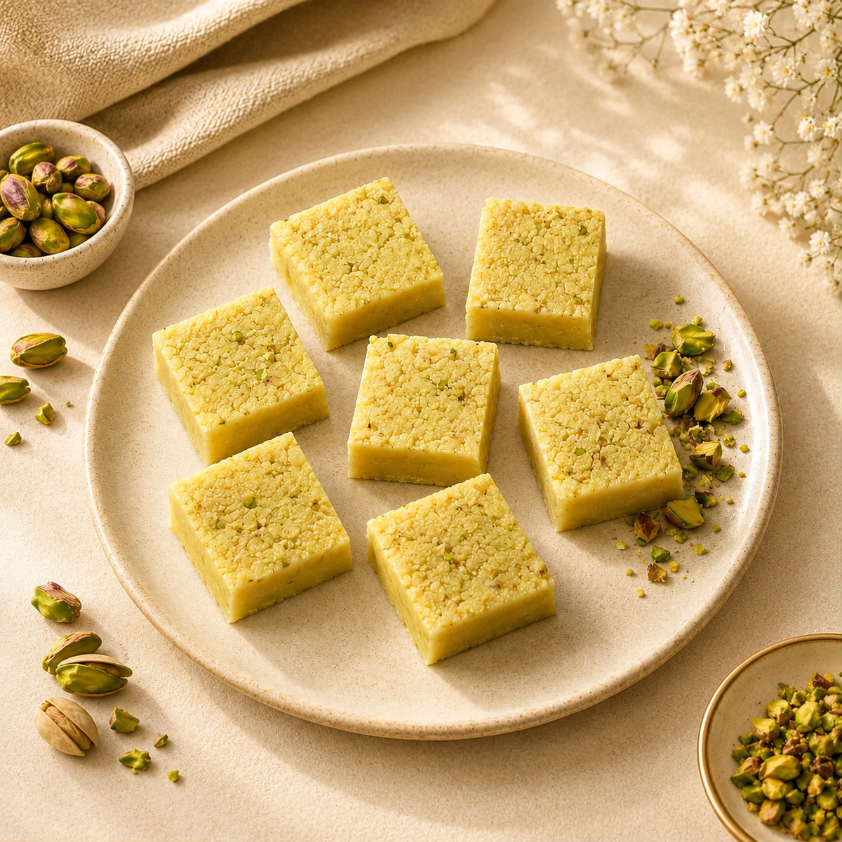 Vanilla Pista Barfi (200g) - No Added Sugar, No Artificial Additives, Guilt-Free Indulgence