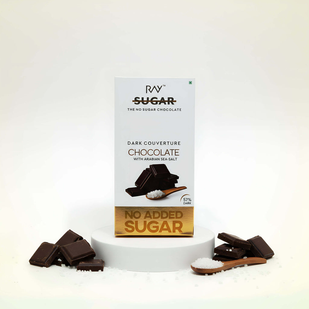Dark Couverture Chocolate With Arabian Salt -  100% Vegan - No Sugar - 80gm