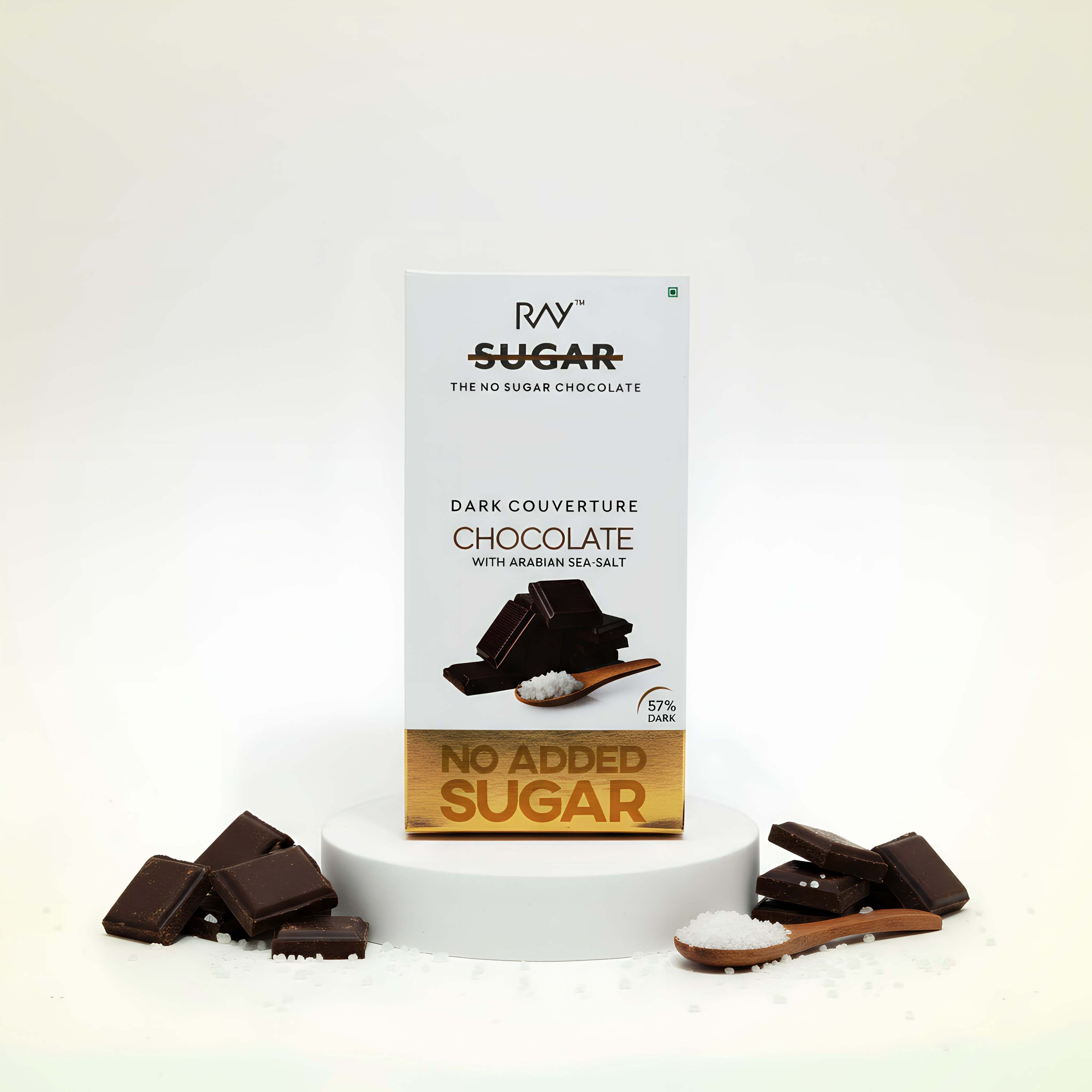 Dark Couverture Chocolate With Arabian Salt -  100% Vegan - No Sugar - 80gm