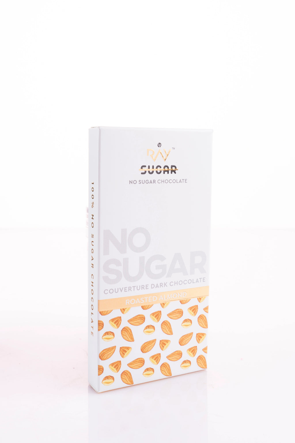 Roasted Almond Couverture Dark Chocolate - 100% Vegan - No Sugar - 40gm