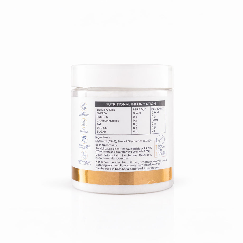 Stevia Powder Sweetener (150g Jar) - 100% Natural, No Sugar, Zero Calorie