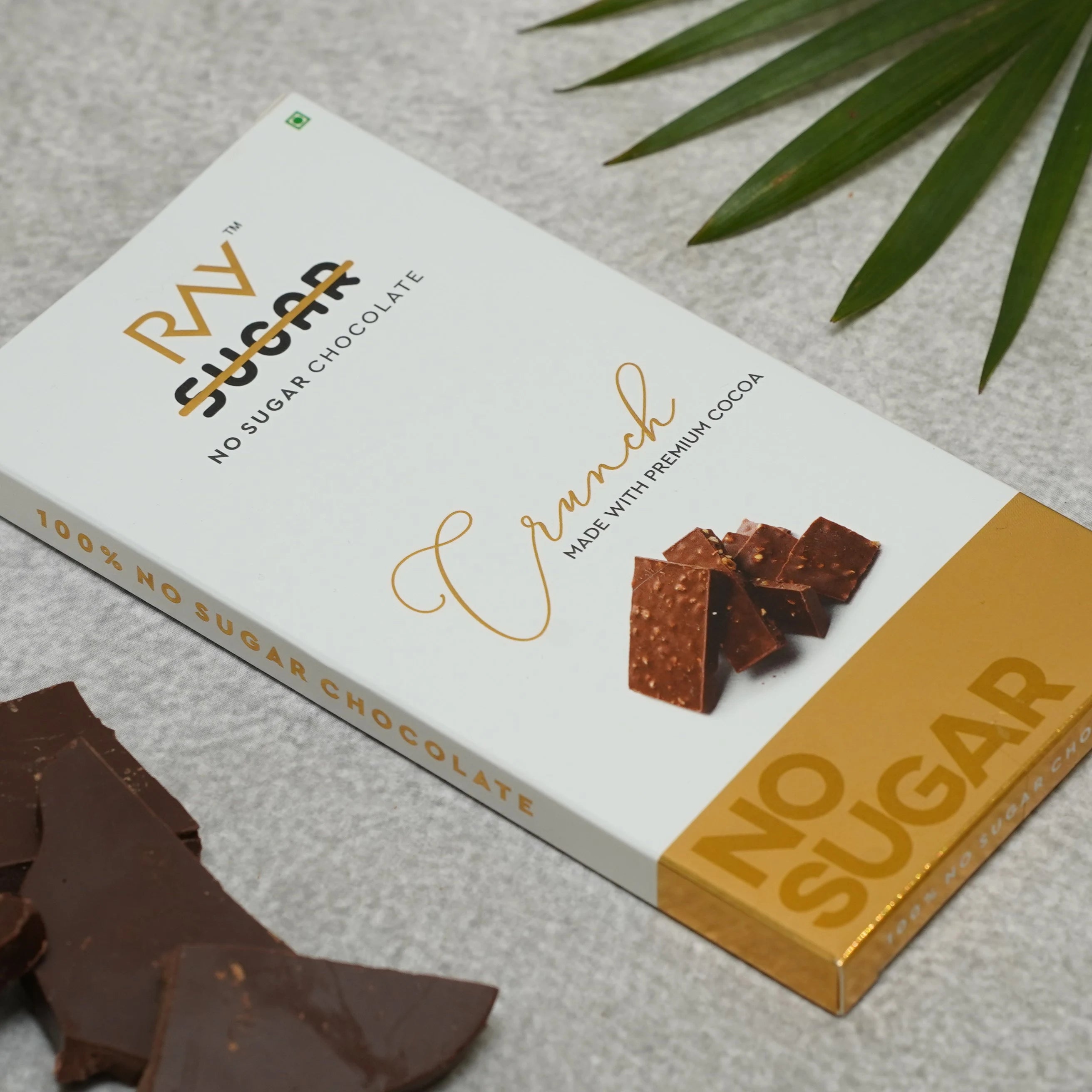 Crunch Chocolate - Made with Premium cocoa & No Sugar - 90gm