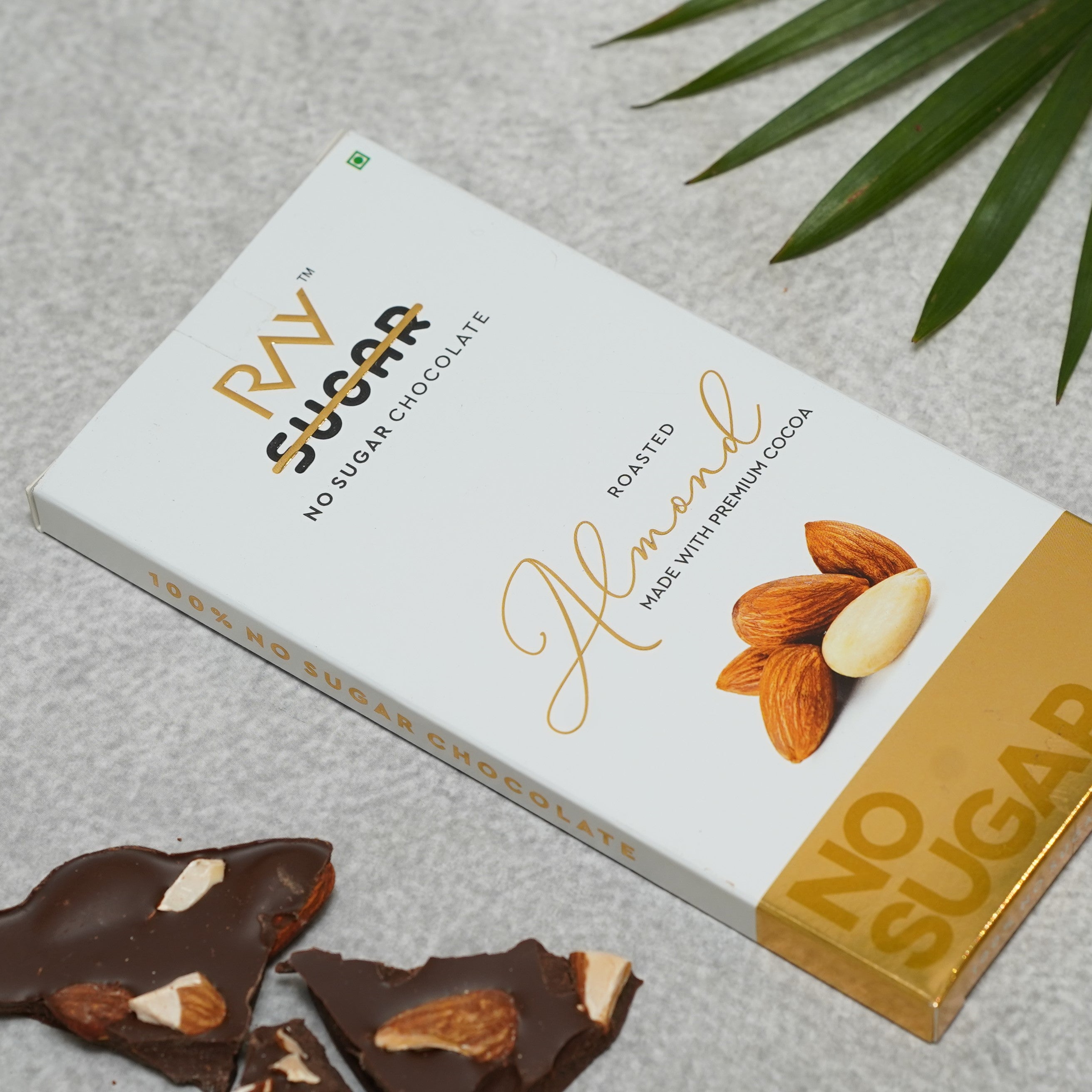 Roasted Almond - Made with Premium Cocoa & No Sugar - 90gm