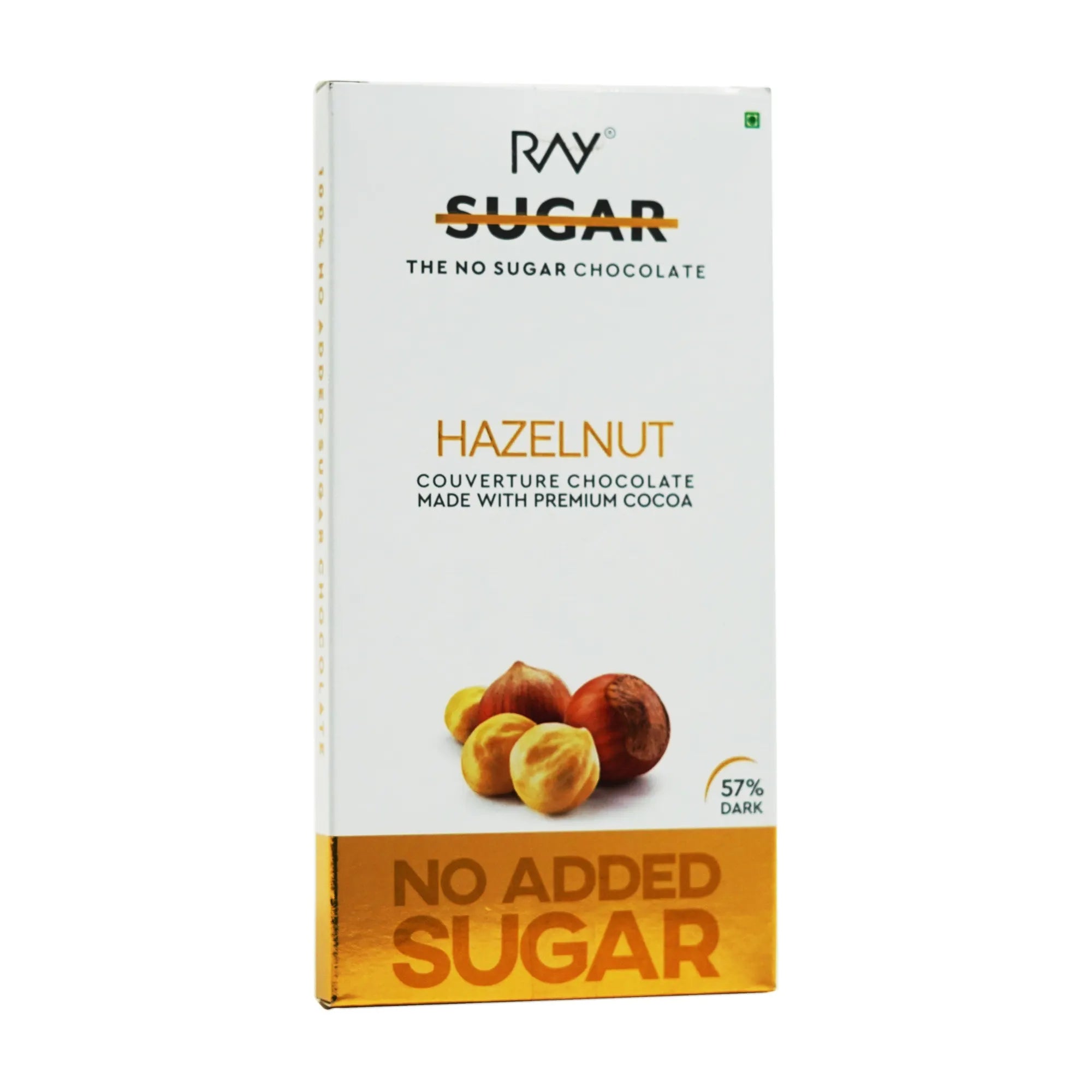 Hazelnut Chocolate Couverture - 100% Vegan - No Sugar - 90gm