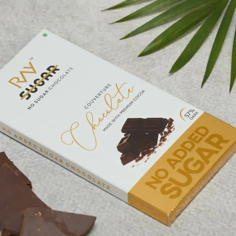 Couverture Chocolate 57% Dark - 100% Vegan - No Sugar - 80gm