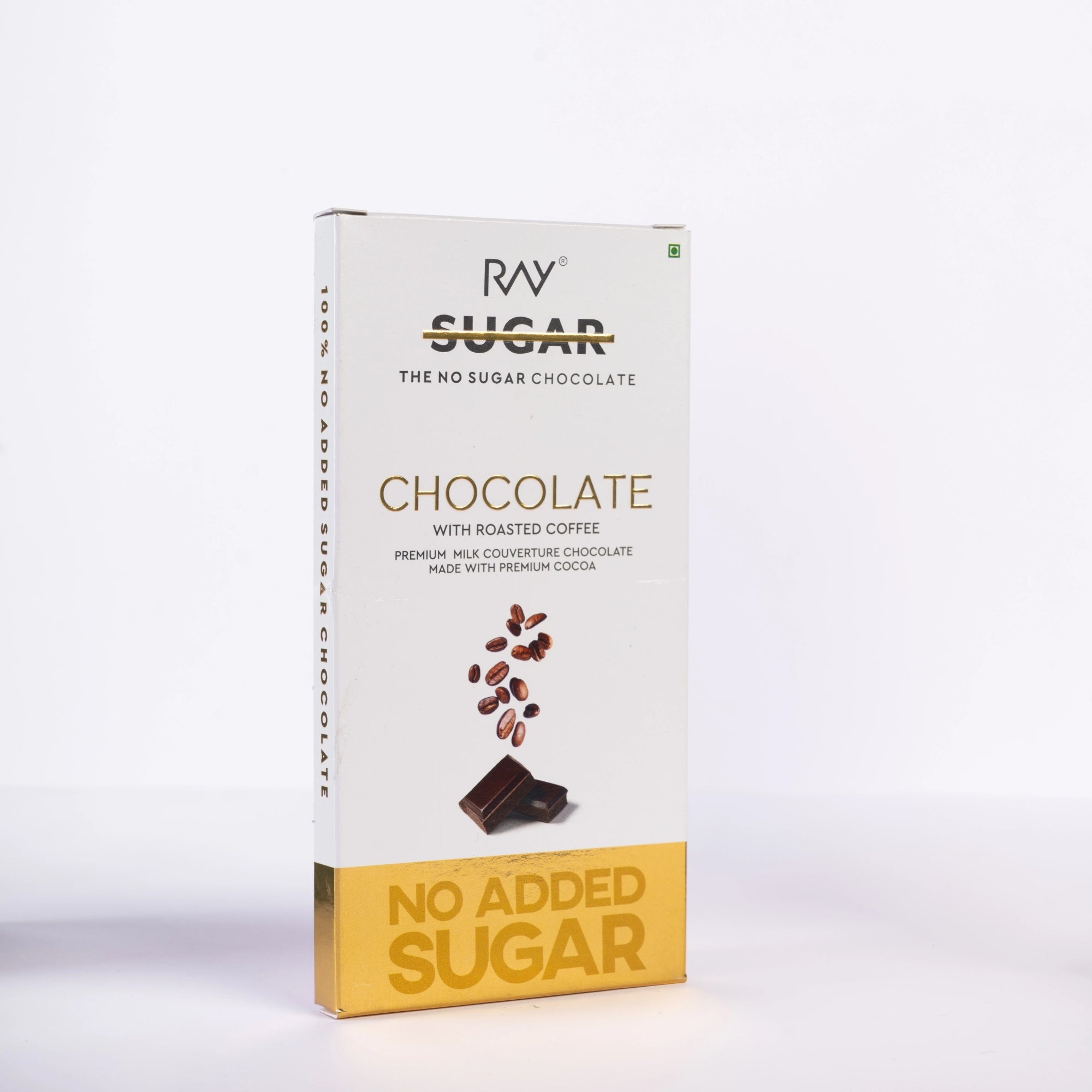 Roasted Coffee Dark chocolate - Made with Premium Milk couverture & cocoa - 100% No Sugar - 80gm