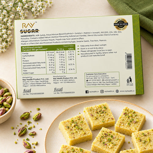 Vanilla Pista Barfi (200g) - No Added Sugar, No Artificial Additives, Guilt-Free Indulgence