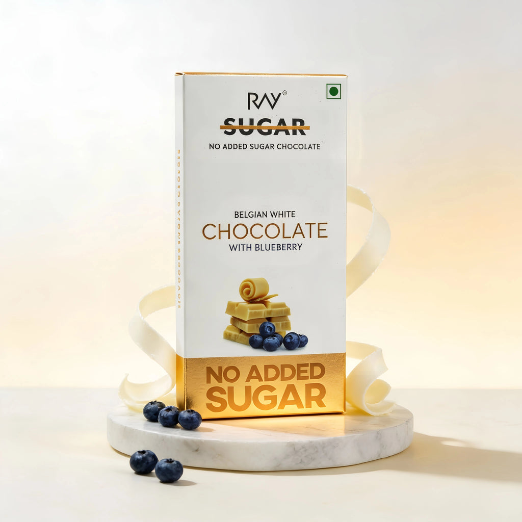 White Chocolate with Blueberry - 100% No Added  Sugar - 90gm