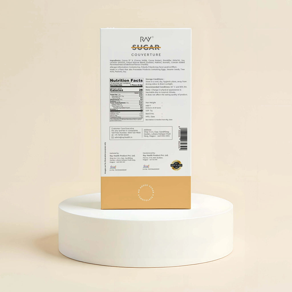 Couverture Chocolate 57% Dark - 100% Vegan - No Sugar - 80gm