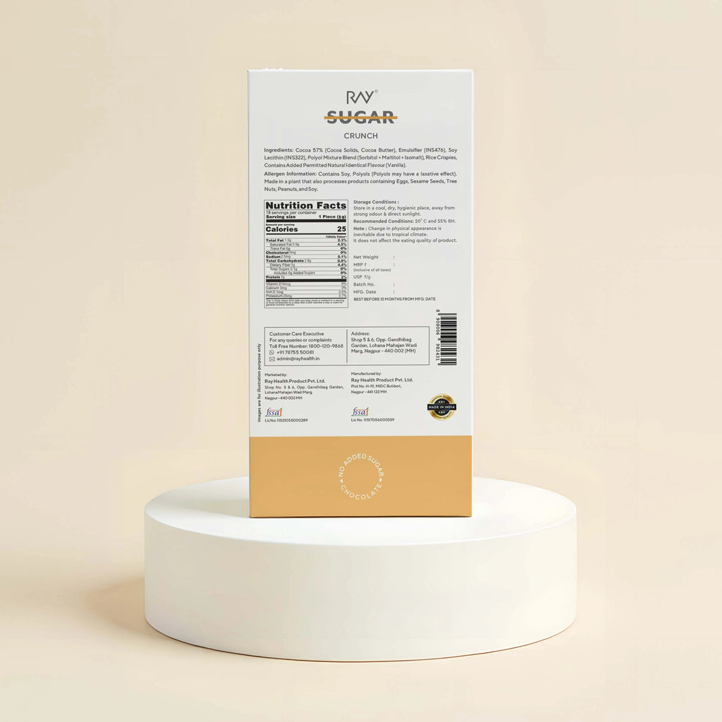 Crunch Chocolate - 100% Vegan - No Sugar - 90gm