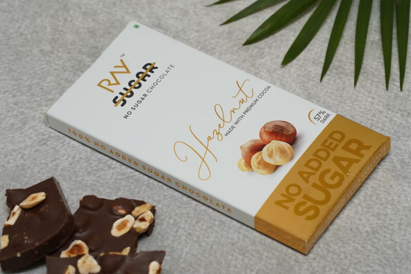 Ray No Sugar - 57% Dark Hazelnut 100% Sugar-Free Chocolate - Sweetened with Stevia Extract, Rich in Antioxidants (Hazelnut, Pack of 1x90g) - Image 5