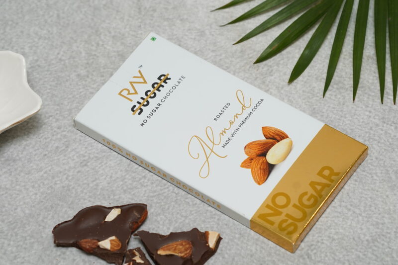 Ray No Sugar - 57% Dark Chocolate Roasted Almond | 100% SugarFree Chocolate | Sweetened with Stevia Extract, Rich in Antioxidants (Roasted Almond, Pack of 1x90g) - Image 5