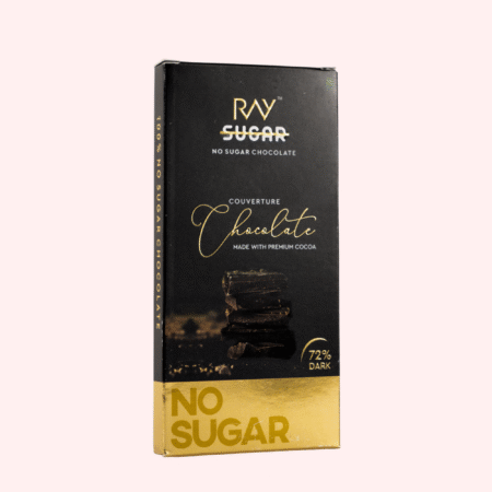 Ray No Sugar - 72% Dark Couverture Chocolate | 100% Sugar-Free Chocolate - Sweetened with Stevia Extract, Rich in Antioxidants (Couverture - 72% Cocoa, Pack of 1x80g)